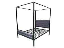 BLACK 4 POSTER METAL BED FRAME