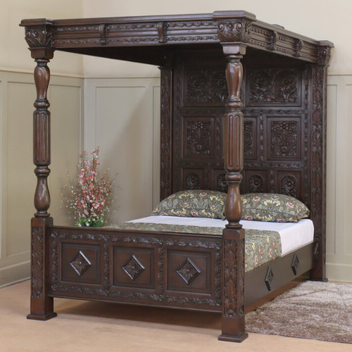 Mahogany four poster bed tudor - mahogany,