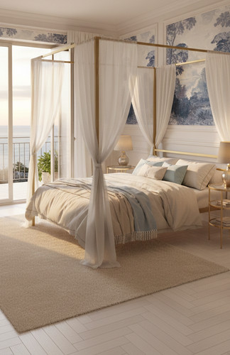 Gold canopy poster bed frame - gold,