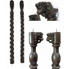 Antique c1840 Large oak carved